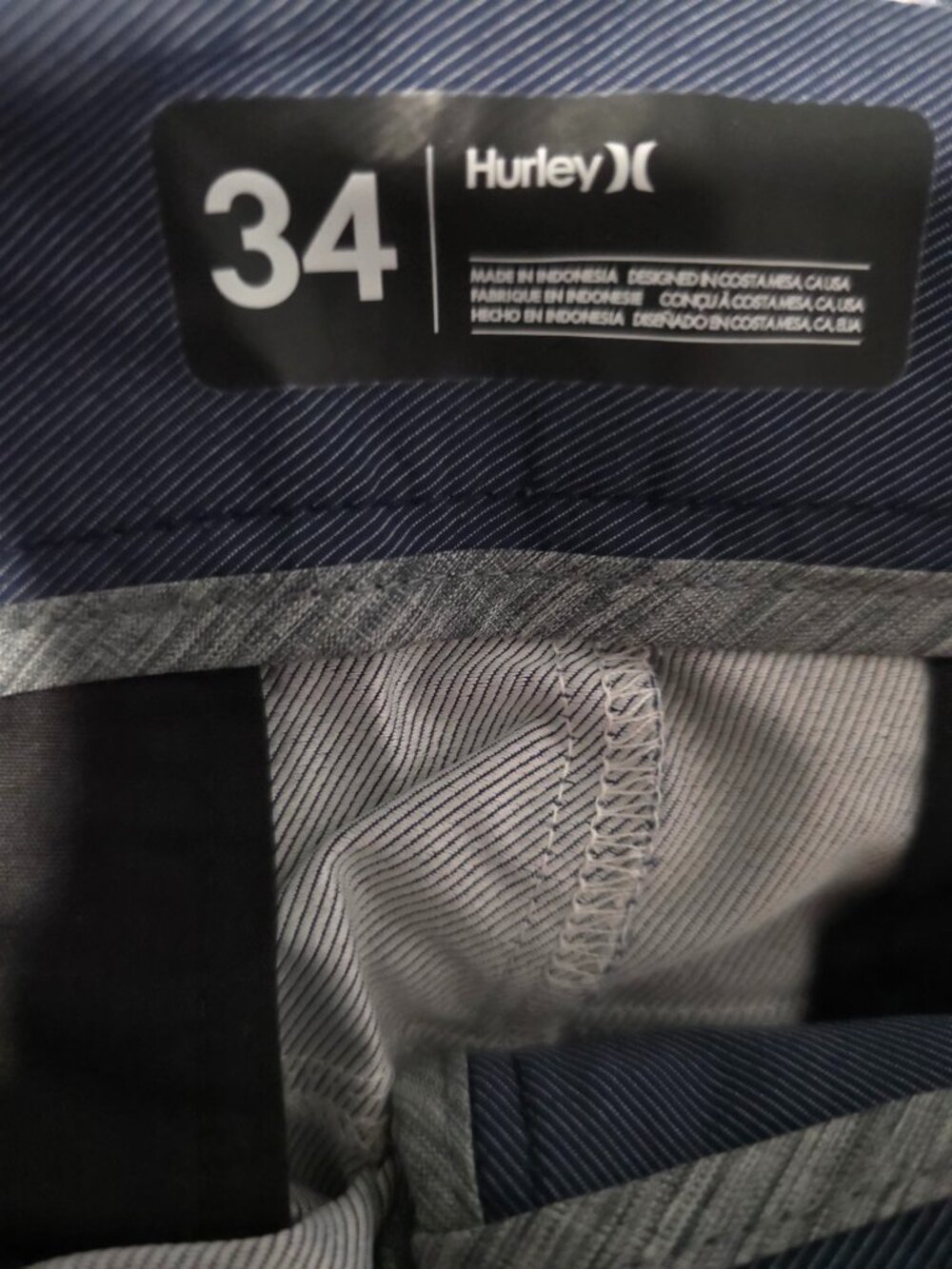 NWT Hurley Nike Dri-FIT Chino Shorts Men’s 34 Navy 21” Regular Fit - Picture 3 of 4